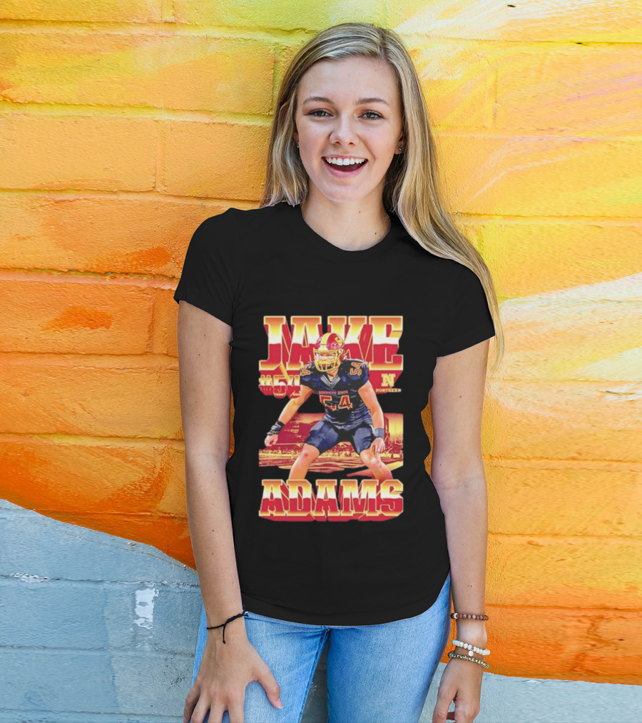 Jake Adams 54 Northern State University NCAA Football Player Number T-Shirt