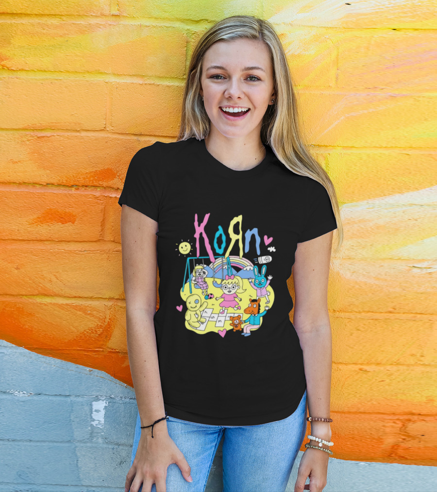 Korn Playground Cartoon Pastel Nu Metal Band T-Shirt