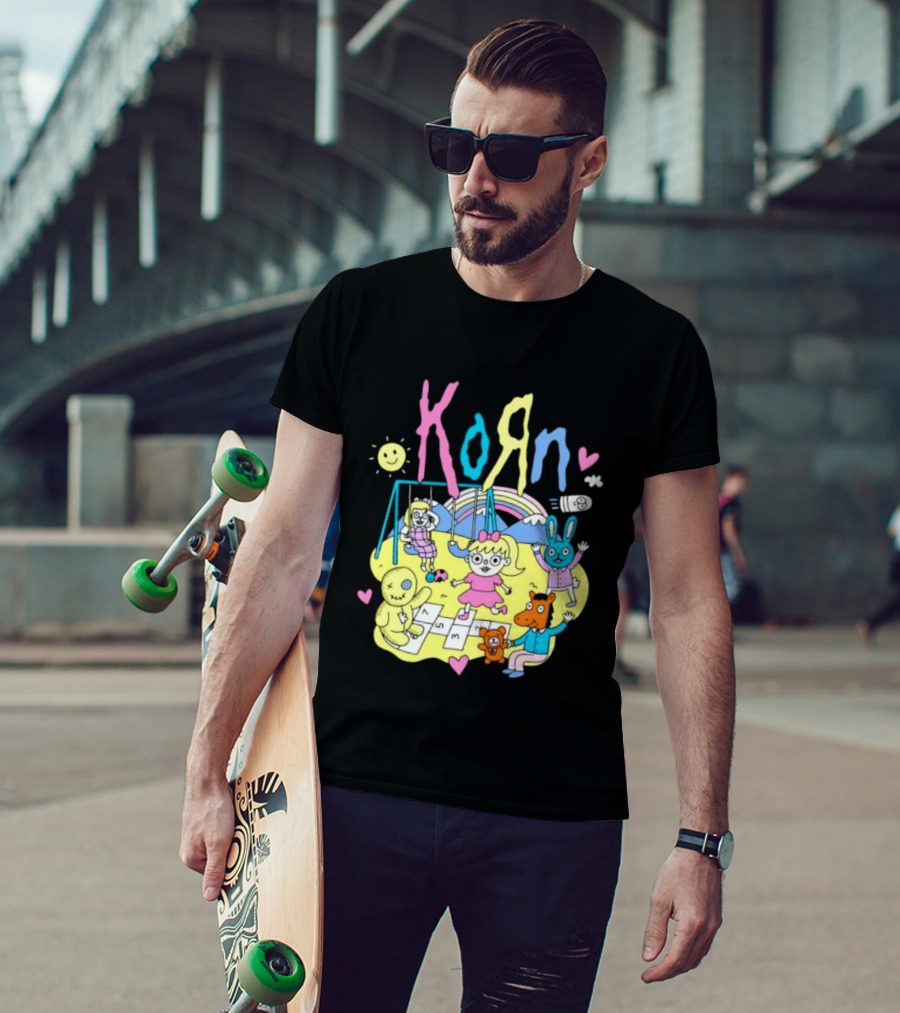 Korn Playground Cartoon Pastel Nu Metal Band T-Shirt