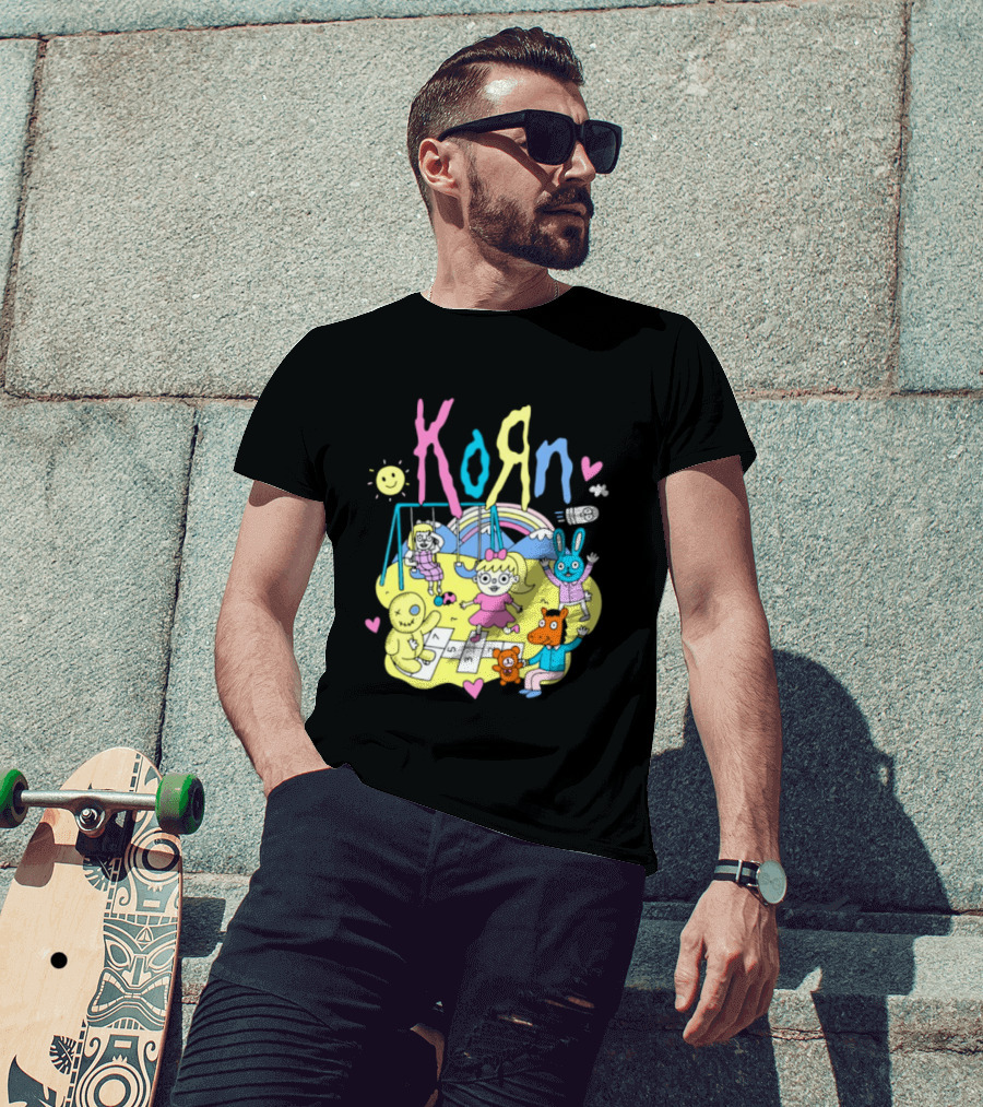 Korn Playground Cartoon Pastel Nu Metal Band T-Shirt