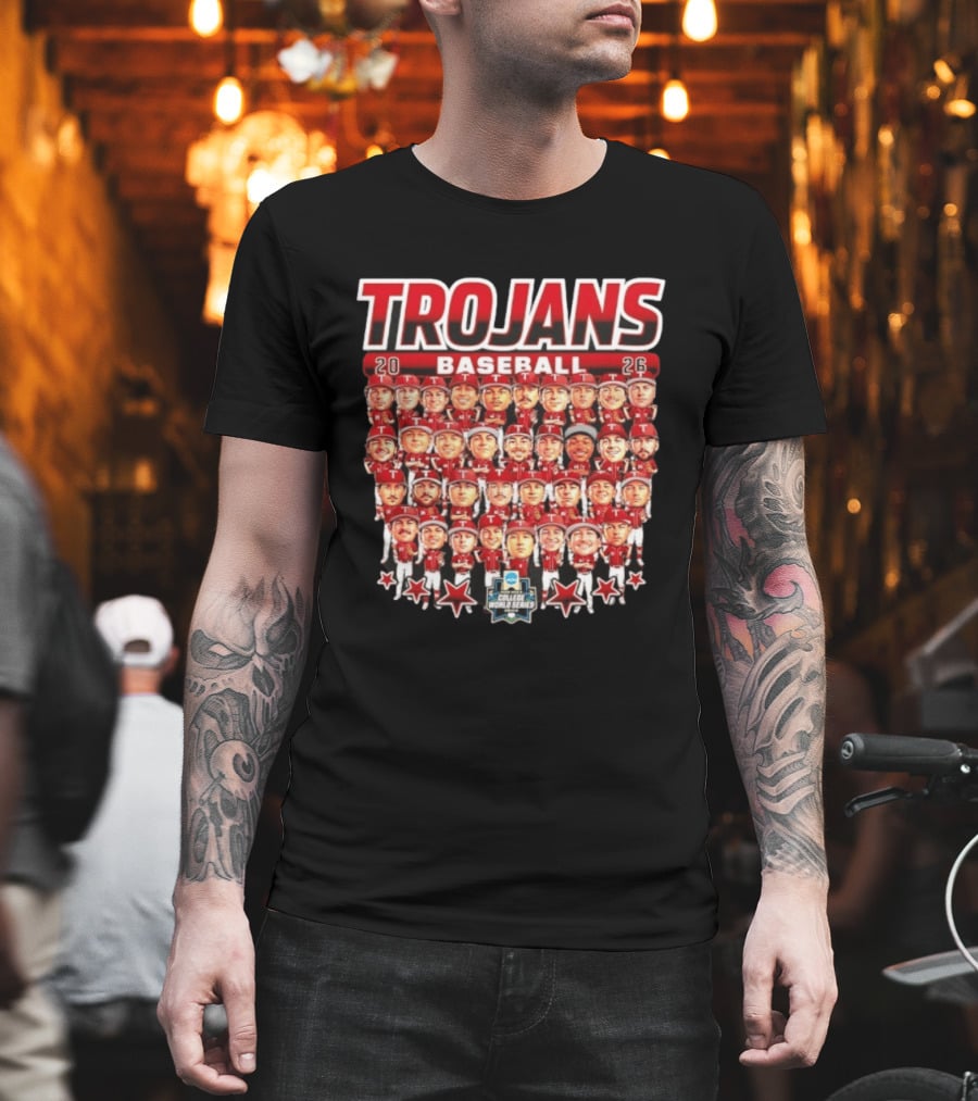Trojans 2026 Baseball Team Caricatures NCAA College World Series T-Shirt