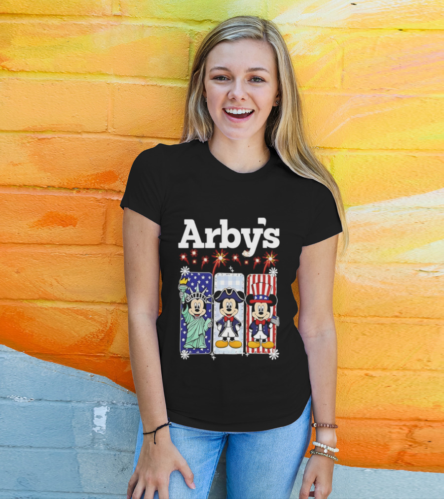 Arby's Mickey Mouse America 250th Anniversary Celebration With Statue Of Liberty And Uncle Sam Styles T-Shirt