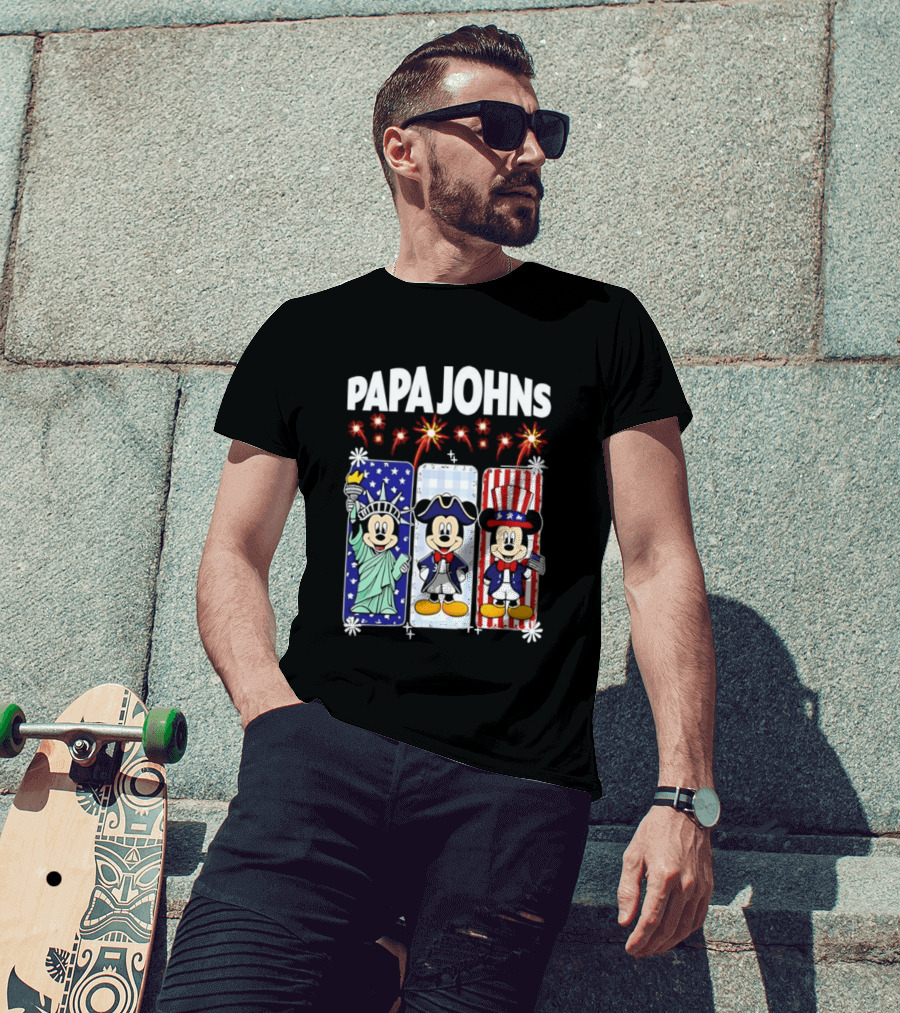 Papa Johns Mickey Mouse America 250th Anniversary Celebration T-Shirt