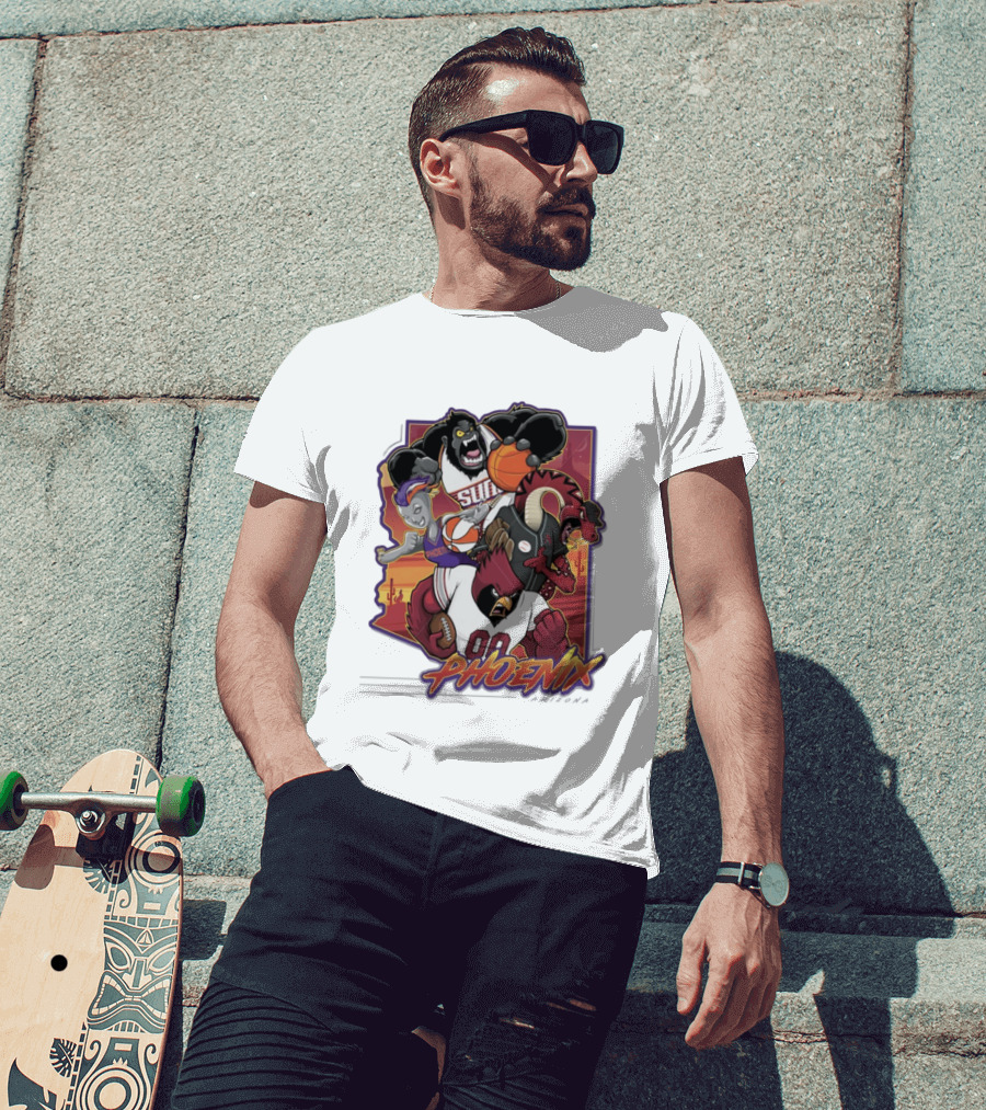 Phoenix Suns Gorilla Coyotes Snake Cardinals Bird Mascots Collage T-Shirt