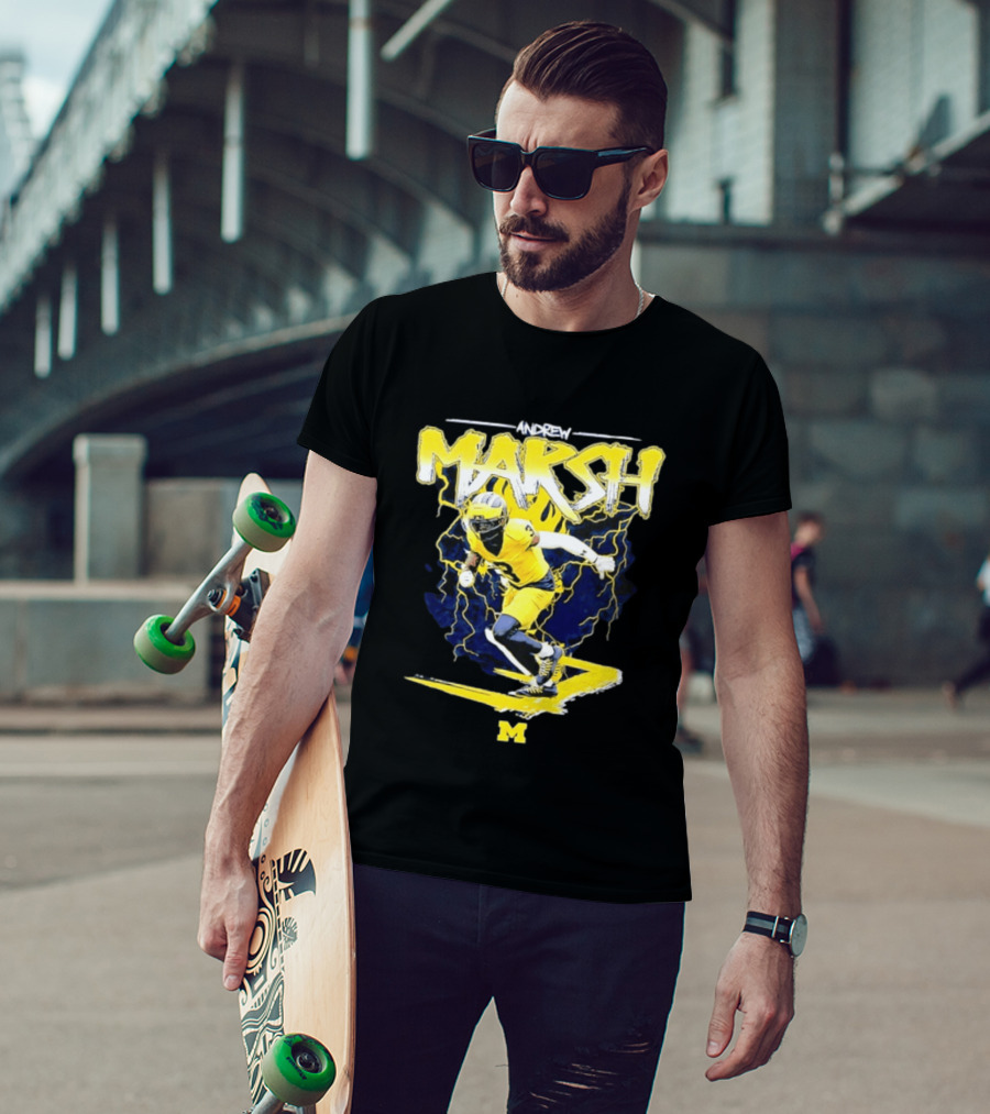 Andrew Marsh 3 Michigan Wolverines Football Player NCAA T-Shirt
