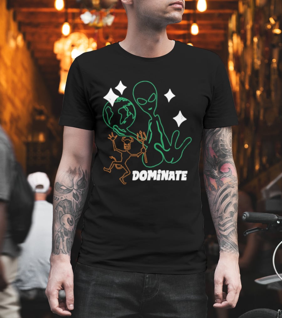 Dominate Alien Devil Earth UFO Stars T-Shirt