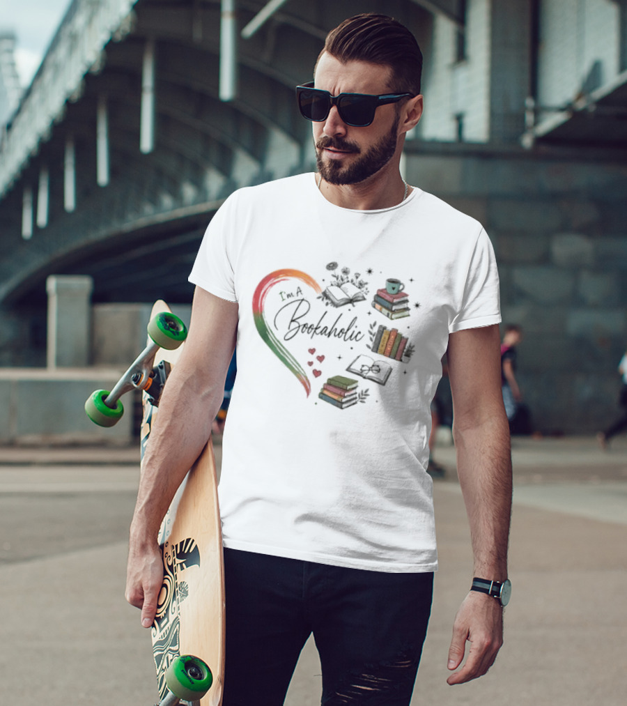 Bookaholic Heart With Books And Reading Lover T-Shirt