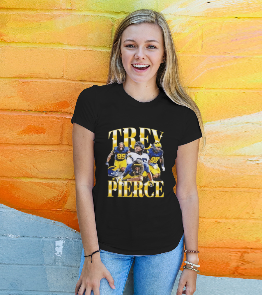 Trey Pierce Michigan Wolverines No 95 Football Collage T-Shirt