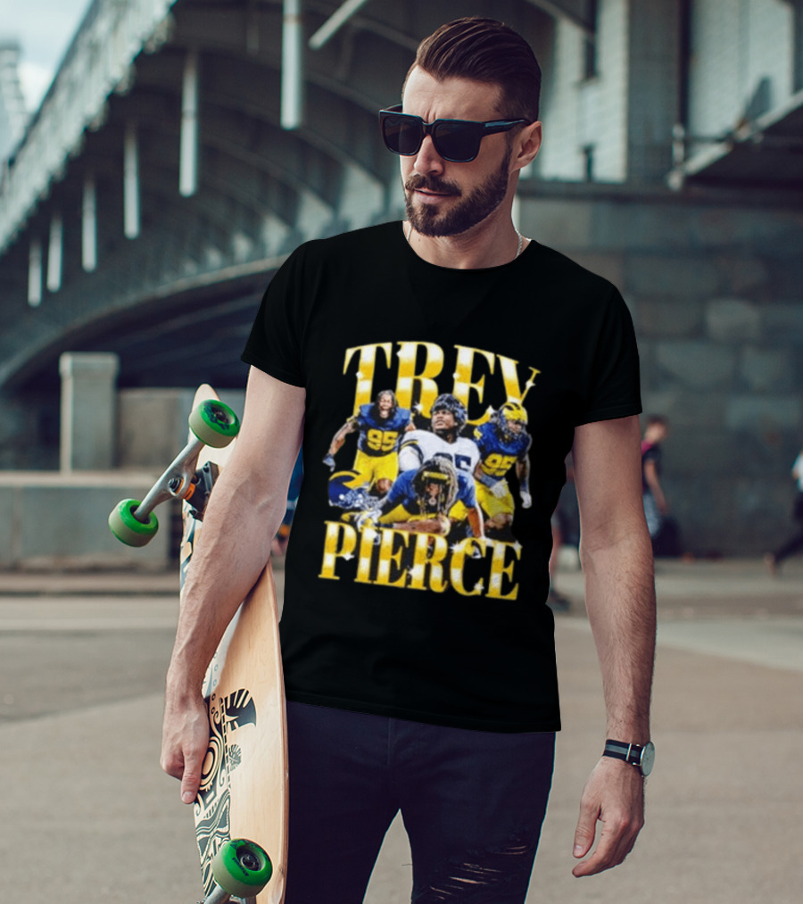 Trey Pierce Michigan Wolverines No 95 Football Collage T-Shirt