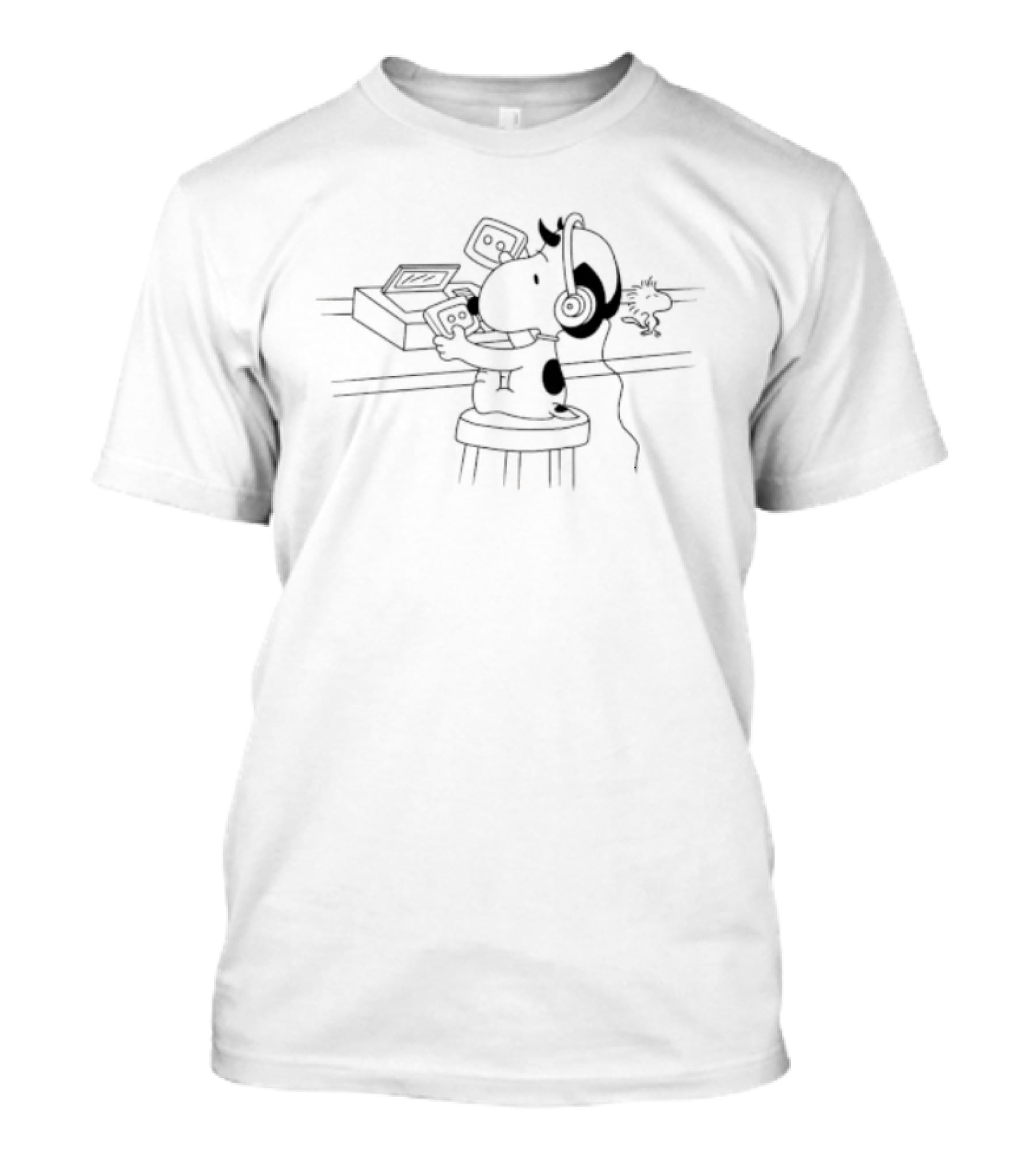 Snoopy And Woodstock Headphones Music Listening Scene T-Shirt