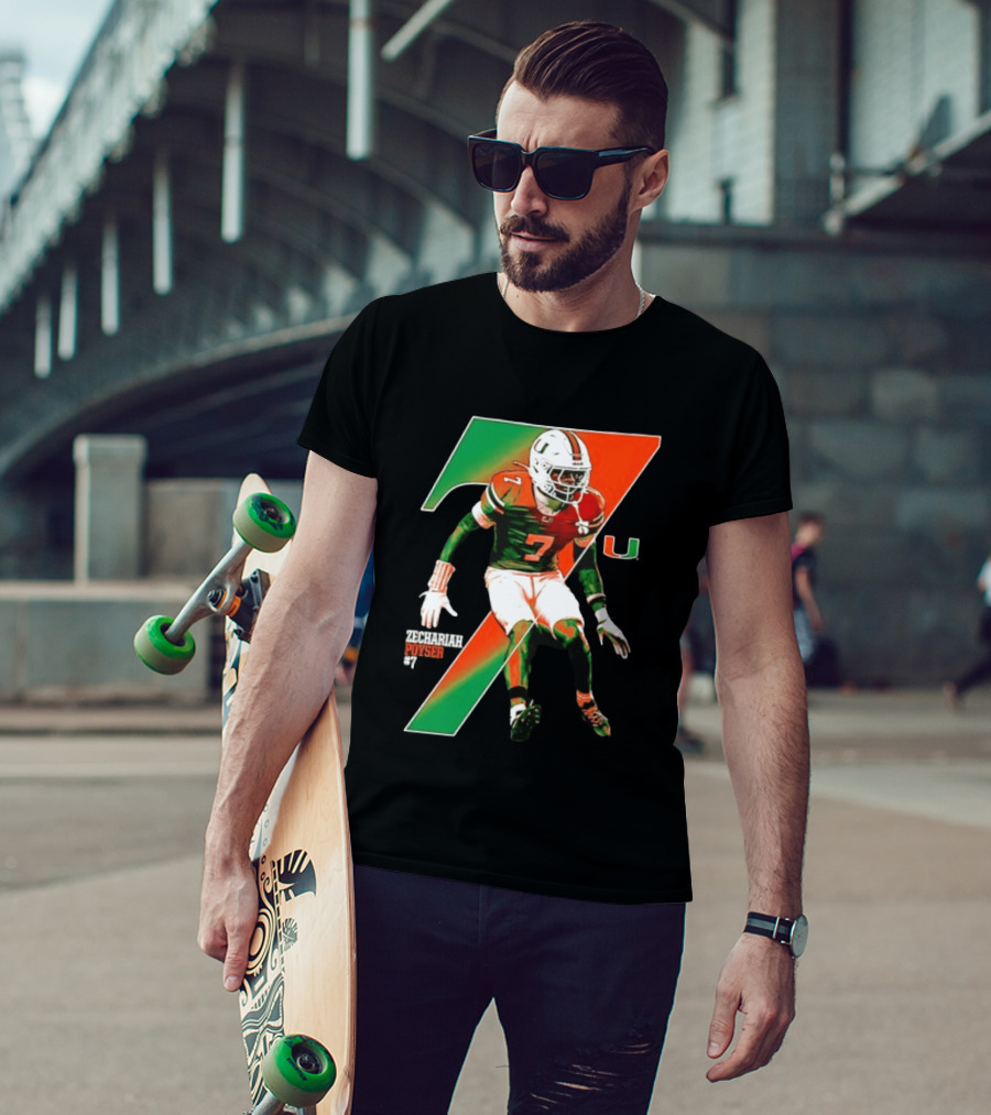 Zechariah Poyser 7 Miami Hurricanes NCAA Football Player T-Shirt