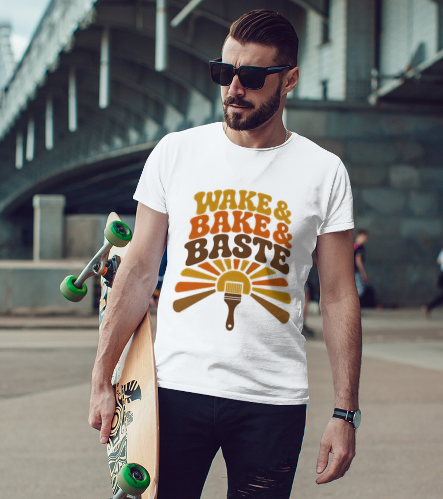 Wake And Bake And Baste With Sunrise Spatula Cooking T-Shirt