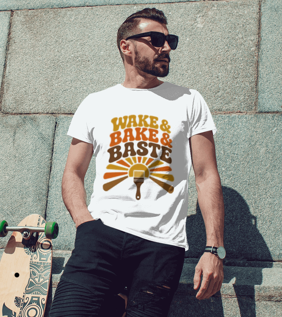 Wake And Bake And Baste With Sunrise Spatula Cooking T-Shirt
