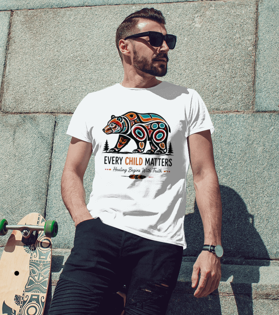 Every Child Matters Bear Healing Begins With Truth Indigenous T-Shirt