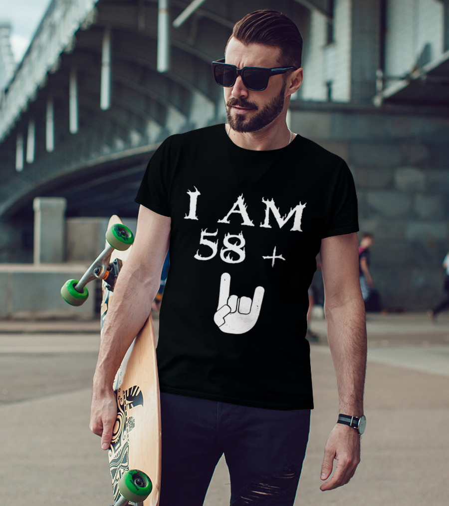 I Am 58 Plus Rock Hand Gesture T-Shirt