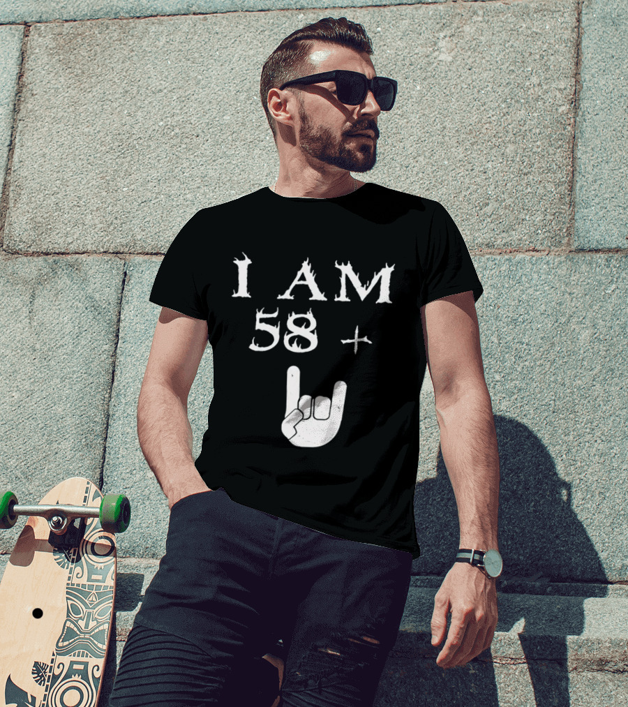 I Am 58 Plus Rock Hand Gesture T-Shirt