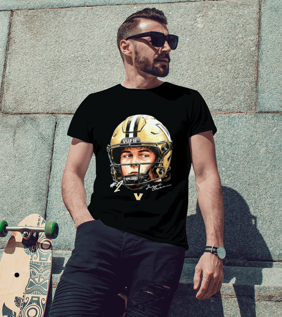 Jared Curtis 2 VUFB Vanderbilt Football Helmet T-Shirt