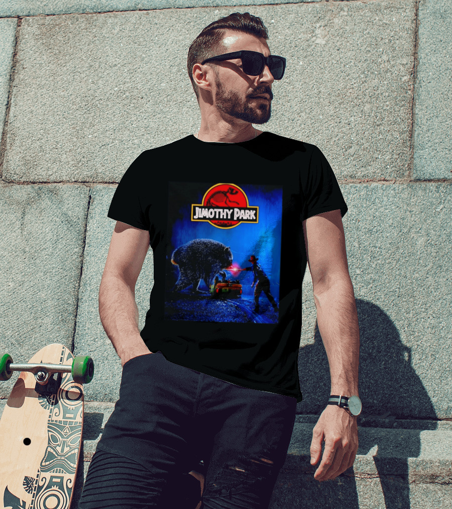 Jimothy Park Dinosaur Adventure Lampoon With Bear Scene T-Shirt
