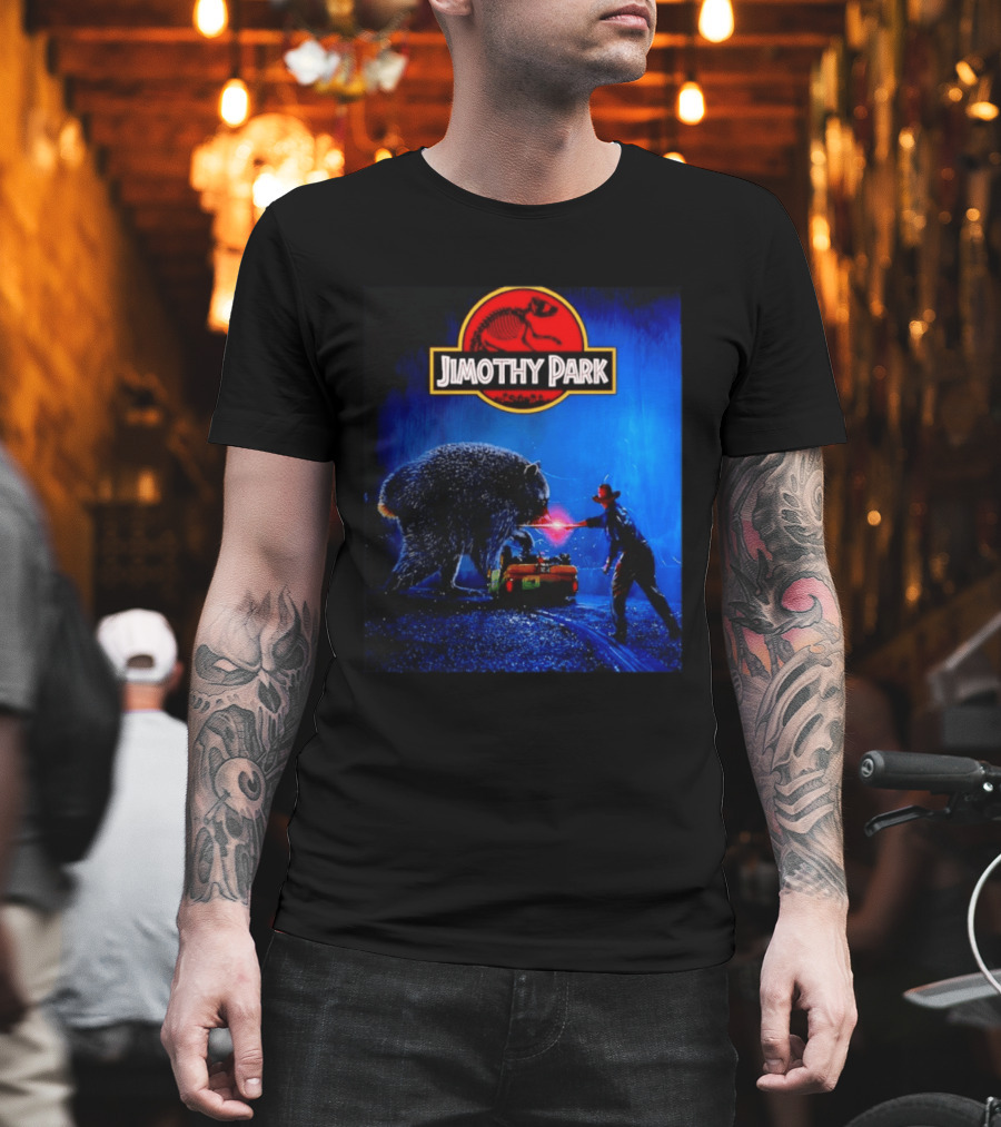 Jimothy Park Dinosaur Adventure Lampoon With Bear Scene T-Shirt