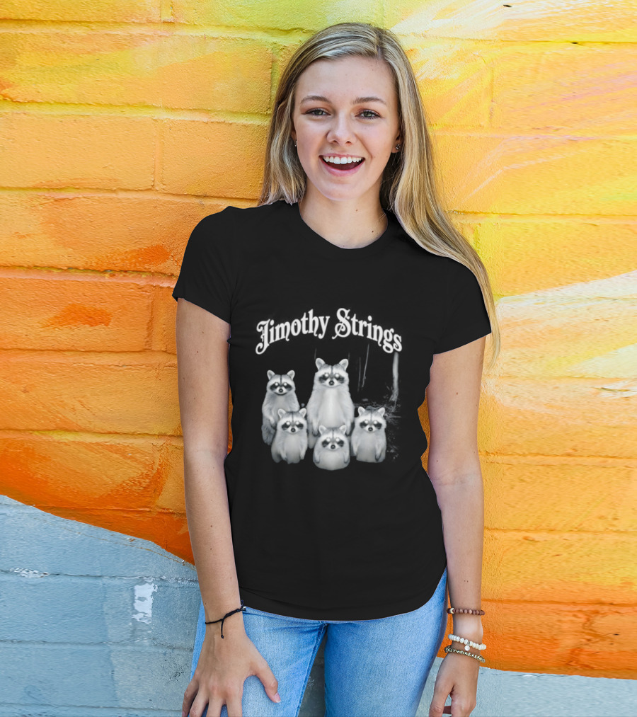Jimothy Strings Cute Raccoon Family T-Shirt