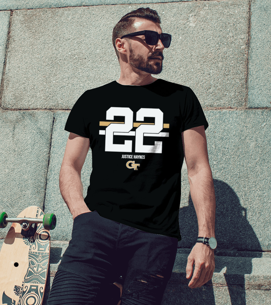 Justice Haynes 22 Georgia Tech GT NCAA Football T-Shirt