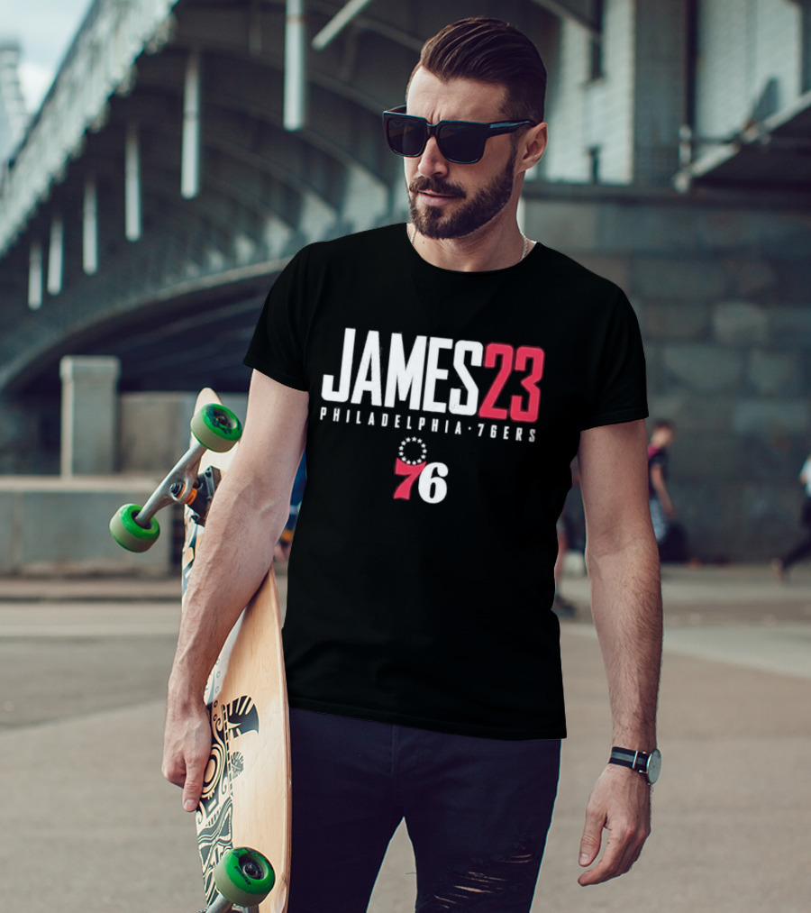 LeBron James 23 Philadelphia 76ers Distressed NBA Jersey T-Shirt