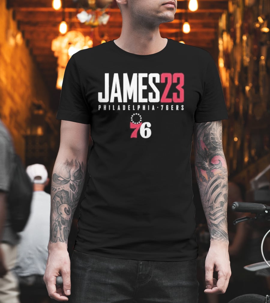 LeBron James 23 Philadelphia 76ers Distressed NBA Jersey T-Shirt