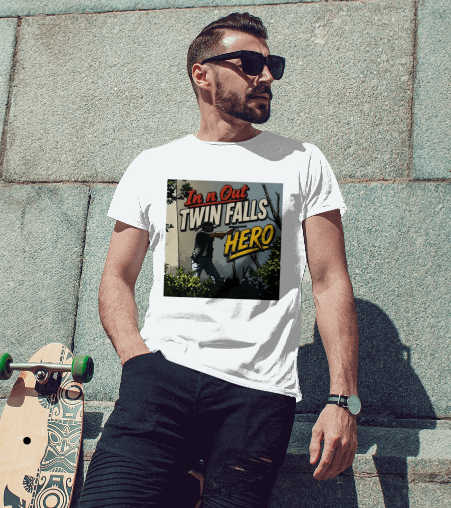 In N Out Twin Falls Hero 2026 Action Scene T-Shirt