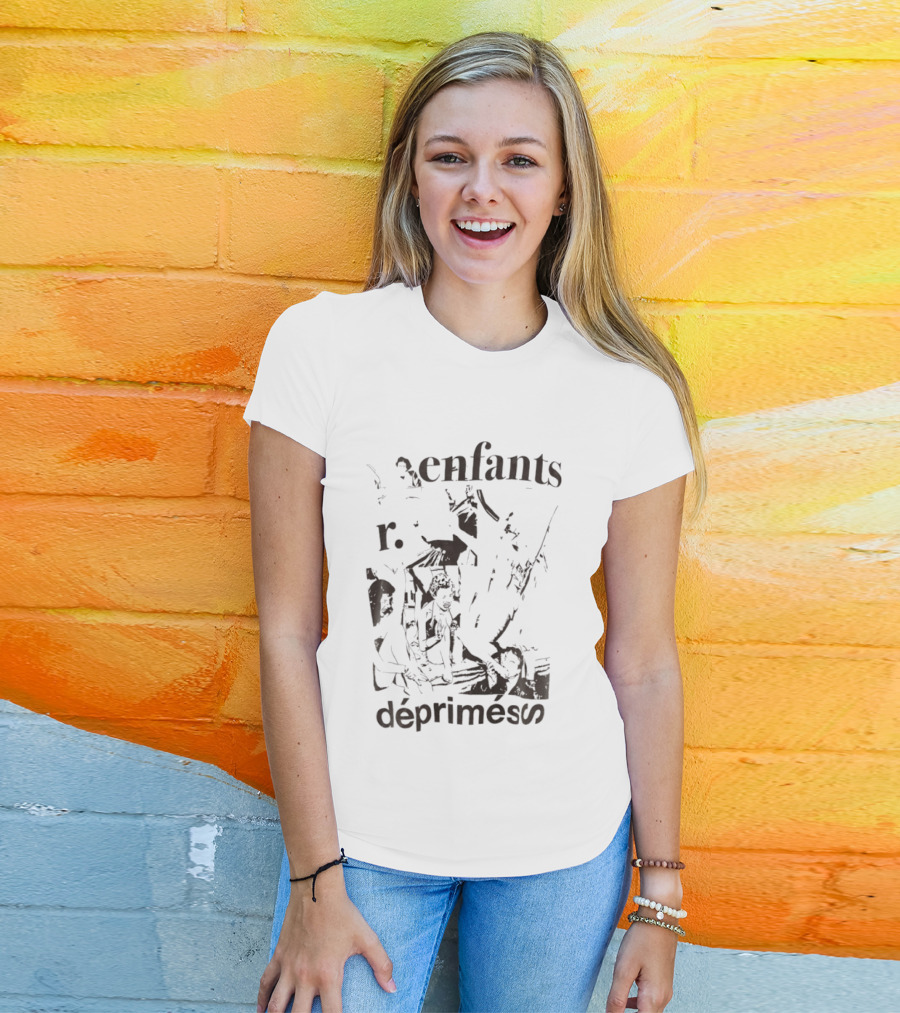 Enfants R Deprimes Monochrome Sketch Print T-Shirt