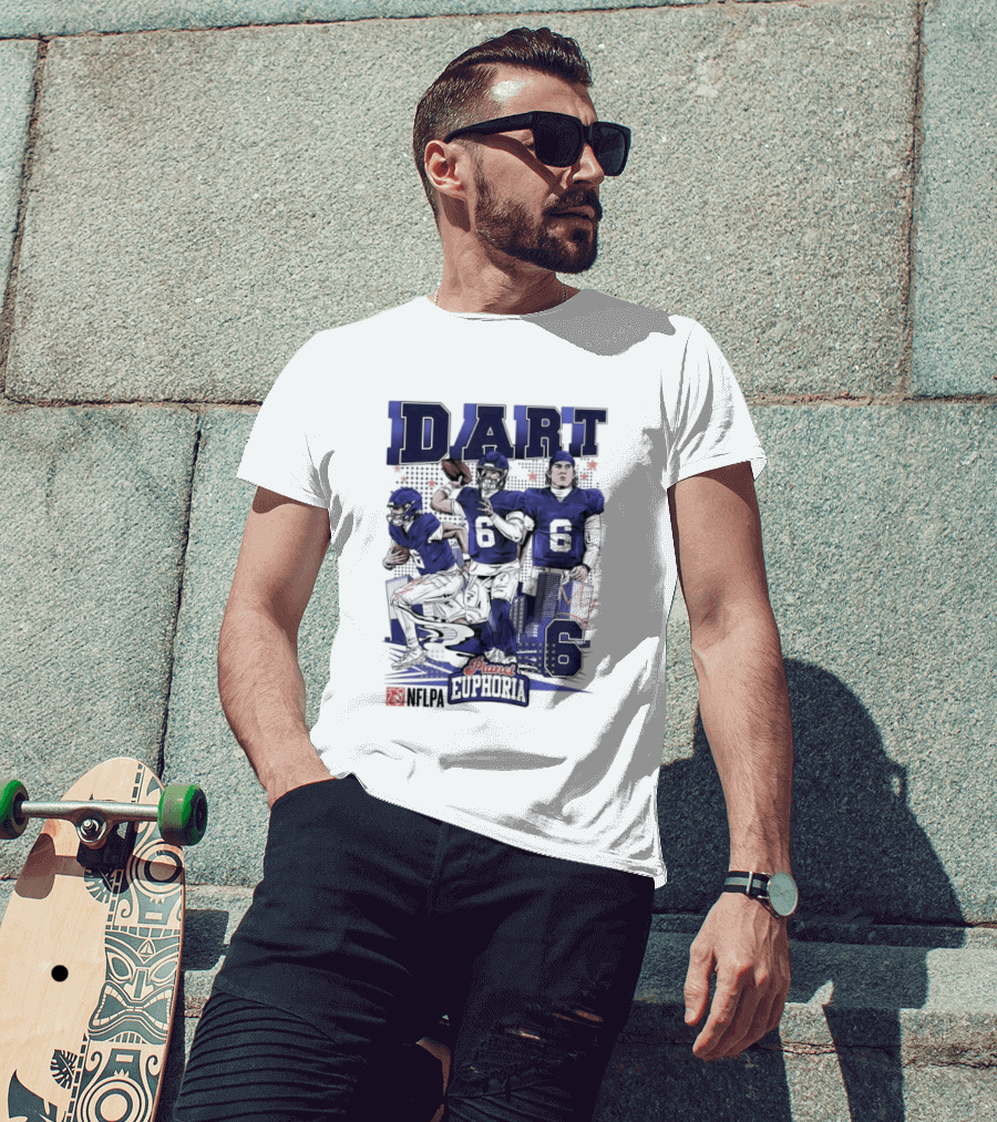 Jaxson Dart #6 New York Giants Football Comic Superpower Quarterback T-Shirt