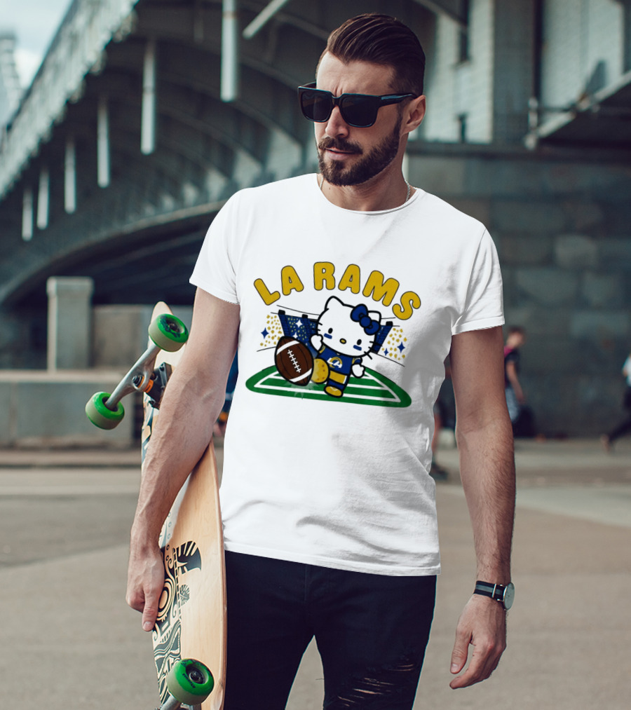 LA Rams Hello Kitty Football Kicking Stadium Scene T-Shirt