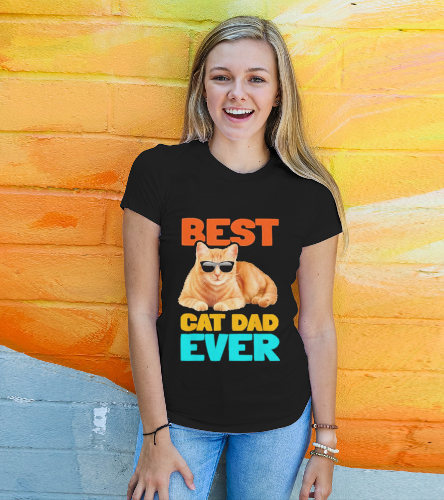 Best Cat Dad Ever Tabby Owner Birthday Fathers Day T-Shirt