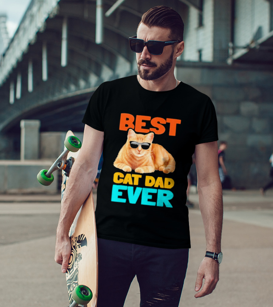 Best Cat Dad Ever Tabby Owner Birthday Fathers Day T-Shirt