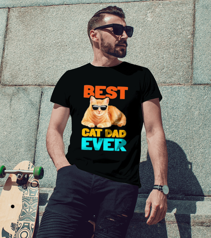 Best Cat Dad Ever Tabby Owner Birthday Fathers Day T-Shirt