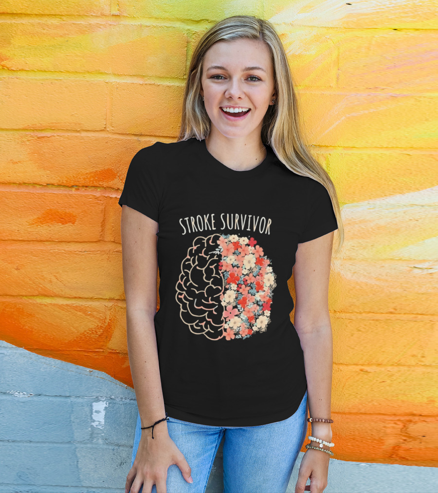 Stroke Survivor Brain With Floral T-Shirt
