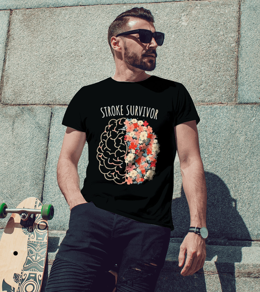 Stroke Survivor Brain With Floral T-Shirt