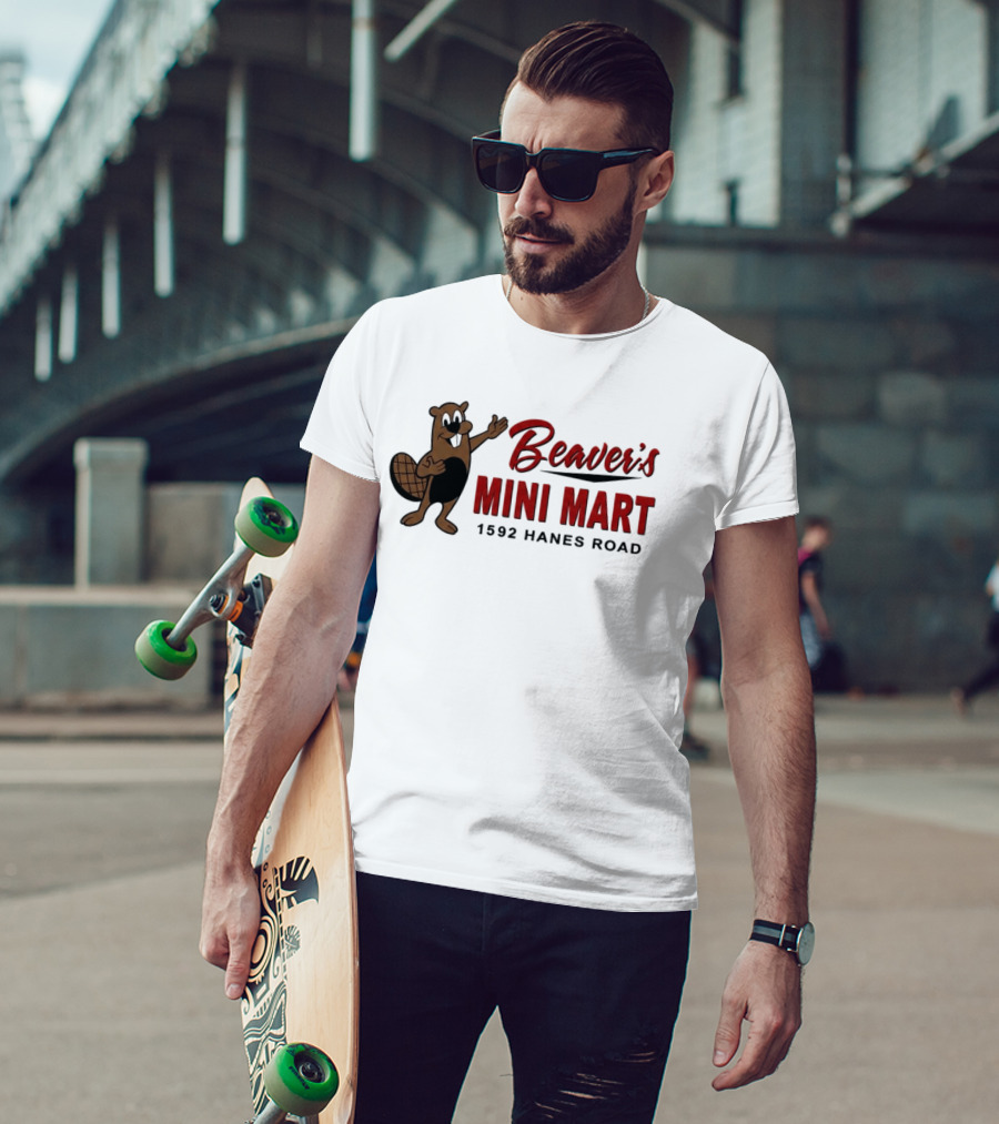 Beaver's Mini Mart Mascot Logo 1592 Hanes Road T-Shirt