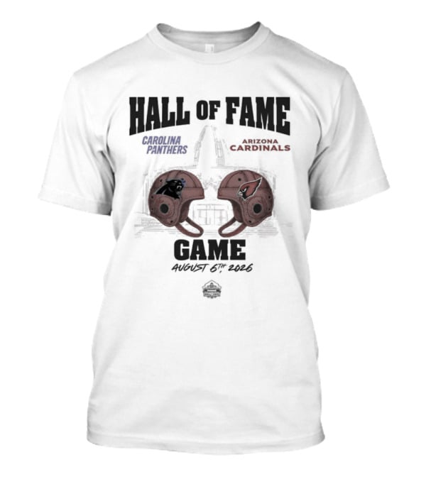 Carolina Panthers Arizona Cardinals 2026 Hall Of Fame Dueling Helmets NFL Matchup T-Shirt