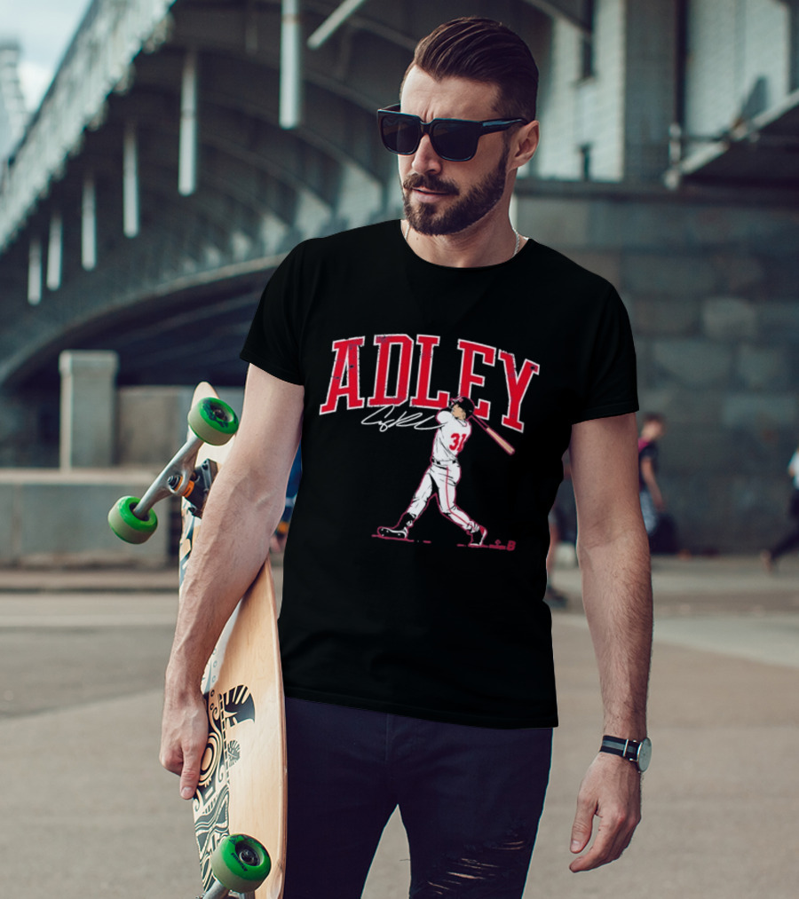 Adley Rutschman Baseball Swing Illustration With Signature T-Shirt