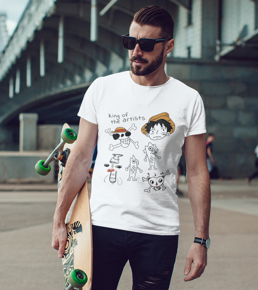 King Of The Artists One Piece Straw Hat Skull Luffy Sketches T-Shirt