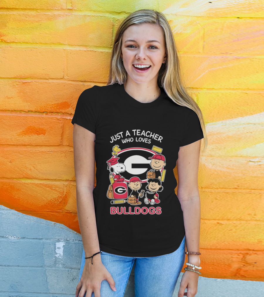 Just A Teacher Who Loves Bulldogs Peanuts X Georgia Football Academics T-Shirt