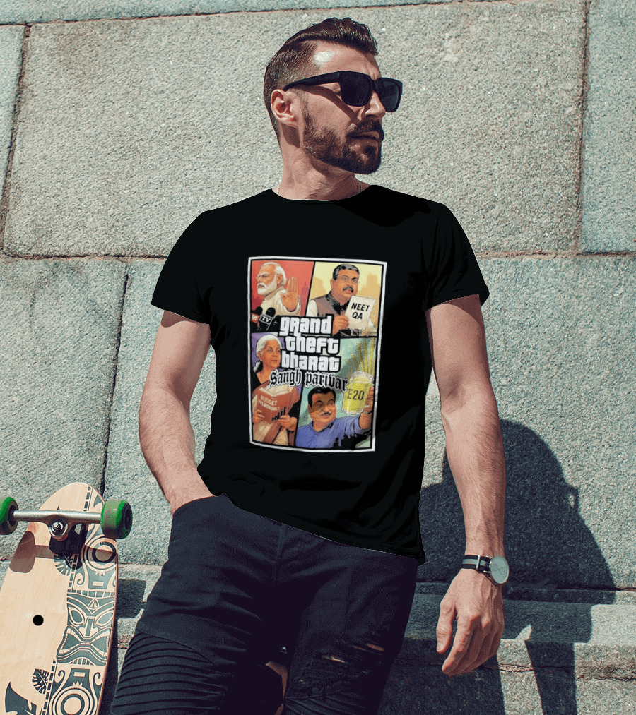 Grand Theft Bharat Sangh Parivar NEET QA Budget Perkonomics E20 T-Shirt