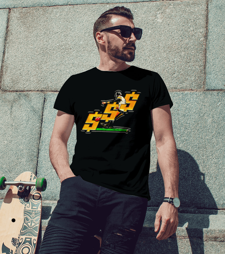 Pittsburgh Steelers Chris Boswell Kicking Football Dollar Sign T-Shirt