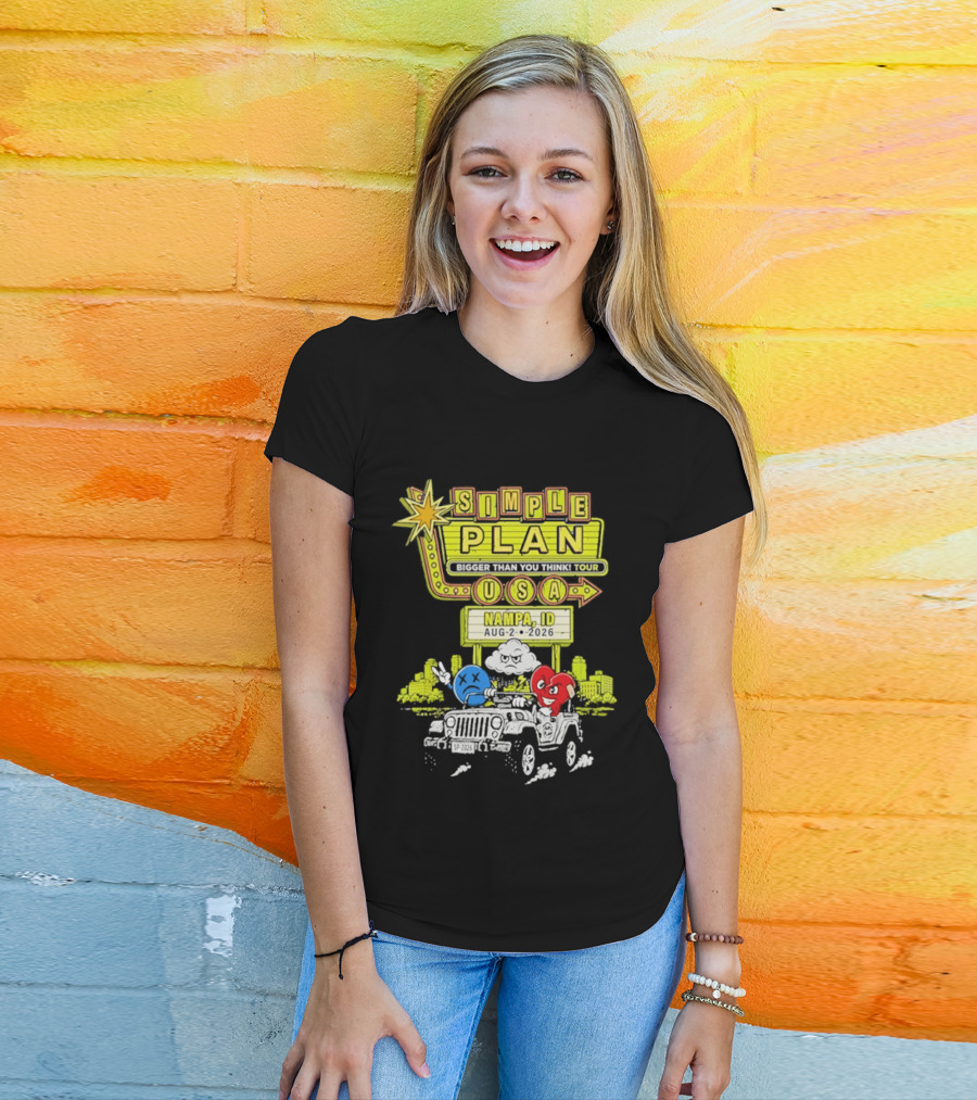 Simple Plan Bigger Than You Think Tour Nampa ID USA August 2 2026 T-Shirt