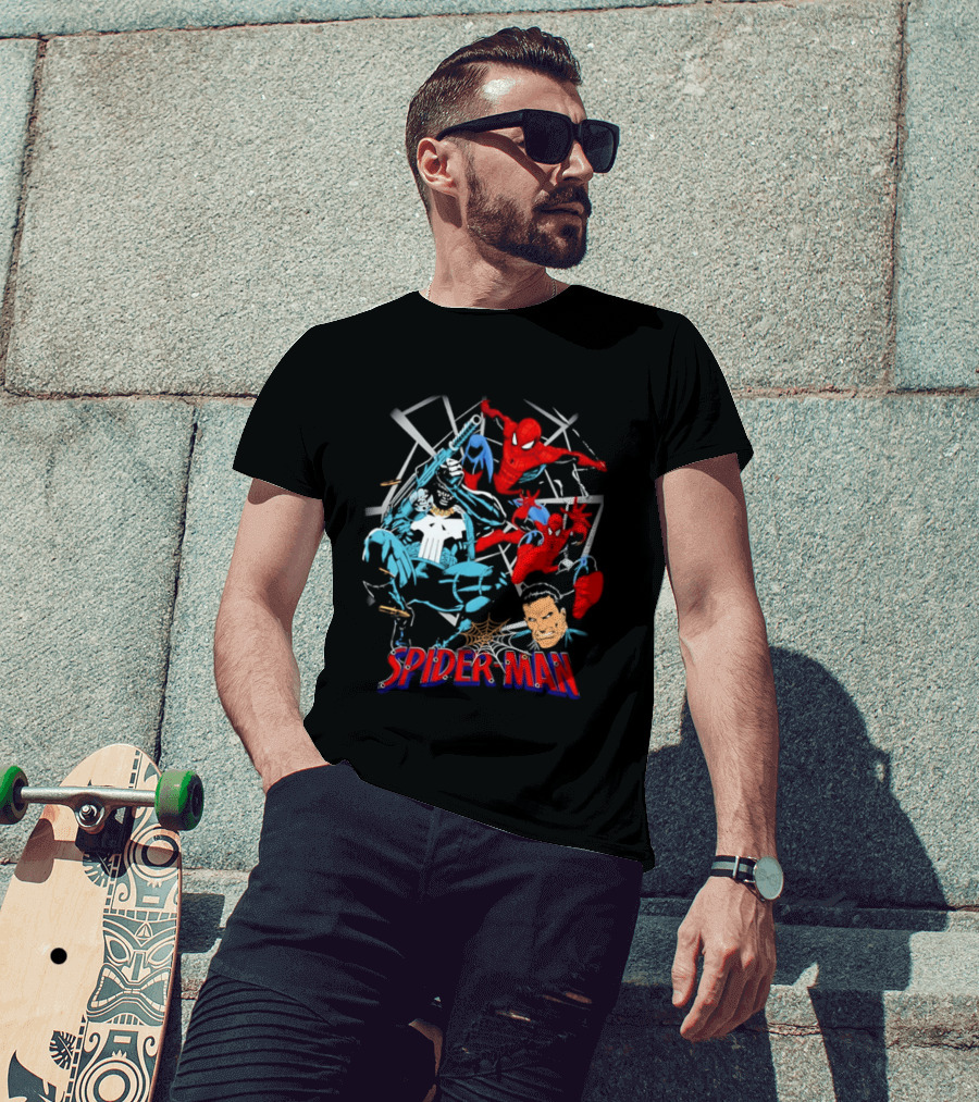 Spider Man Punisher Marvel Comics Crossover Action T-Shirt