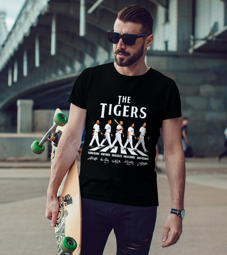 The Tigers Plácido Polanco Kenny Rogers Carlos Guillén Magglio Ordóñez Justin Verlander Detroit Abbey Road Baseball Players T-Shirt