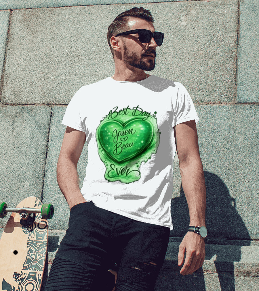 Best Day Ever Jasen Beau Green Heart T-Shirt