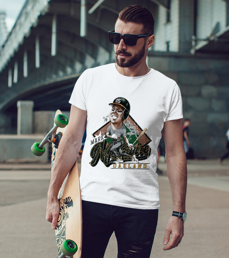 Mark McGwire Oakland Athletics Baseball Caricature Bruce Stark T-Shirt