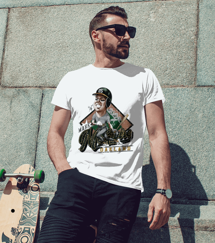 Mark McGwire Oakland Athletics Baseball Caricature Bruce Stark T-Shirt