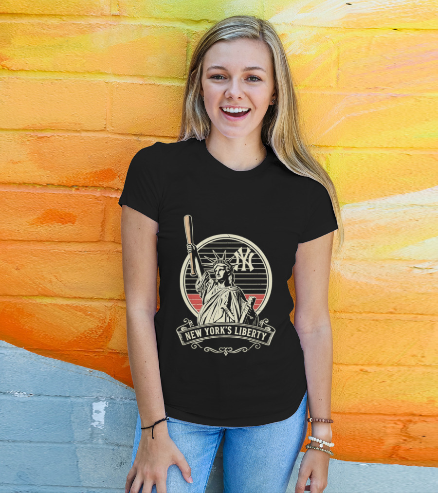New York Yankees MLB Lady Liberty Bat T-Shirt